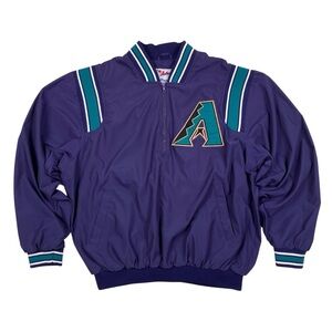Majestic Arizona Diamondbacks MLB Baseball Windbreaker Jacket 1/2 Zip FLAW Sz L